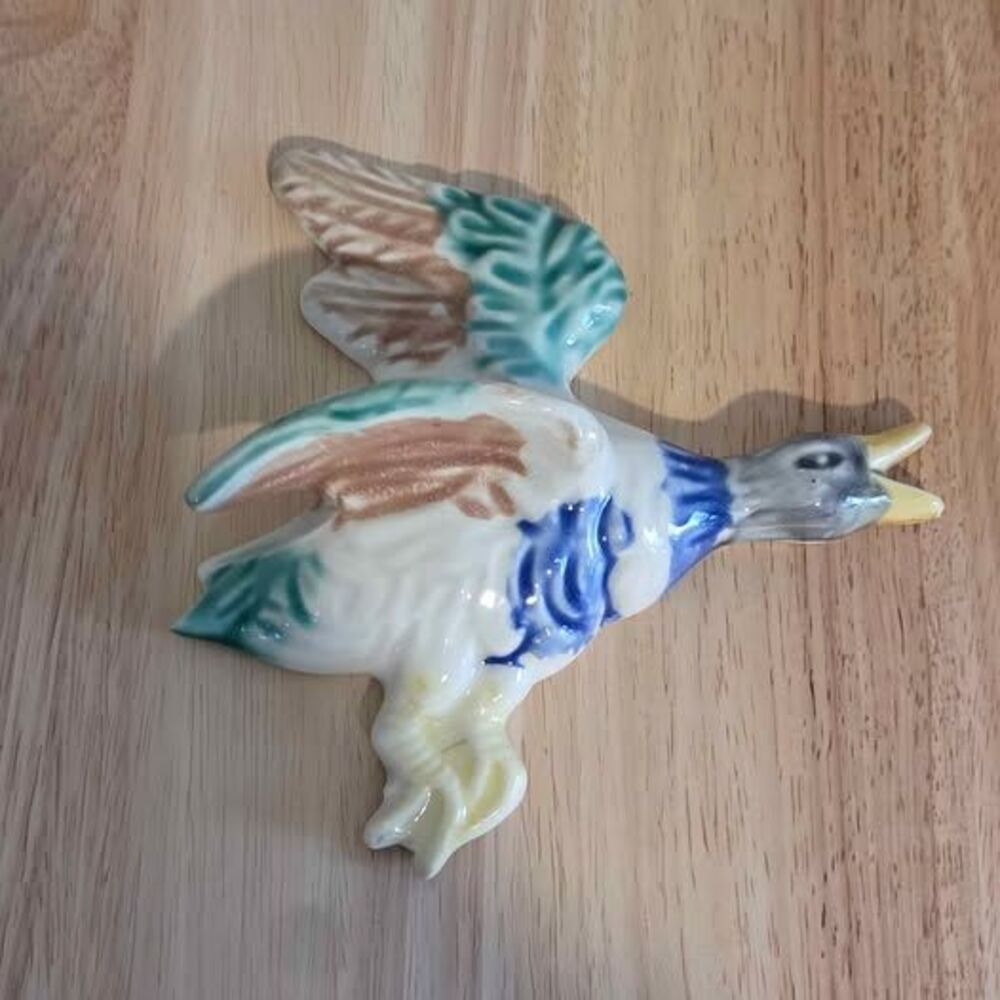 Vintage Ceramic Flying Duck Wall Pocket Cottagecore
